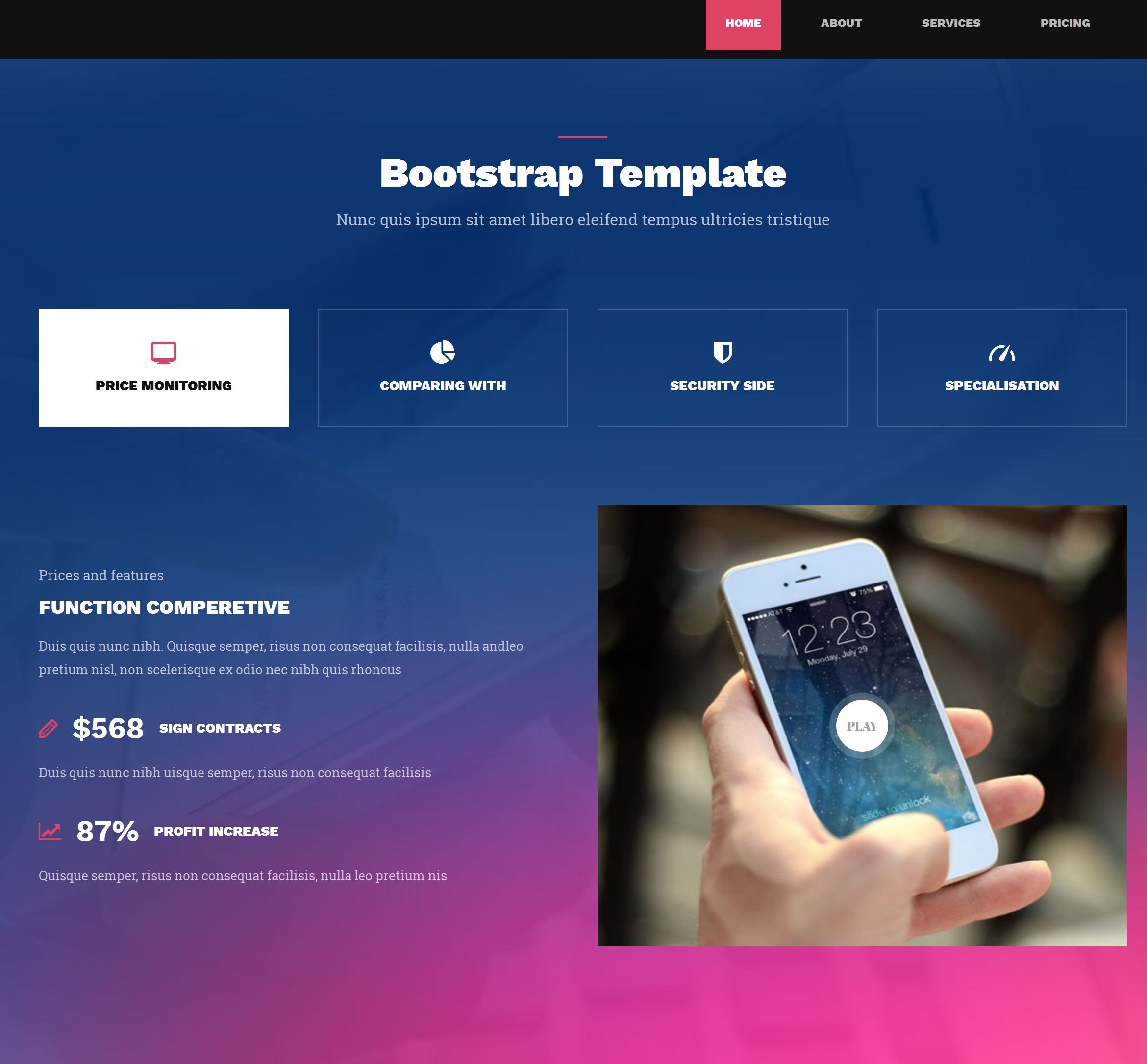 Mobile Bootstrap Design Theme
